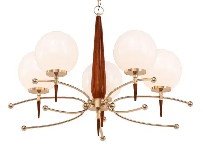BRASS 5 six light chandelier with and globes 3D model