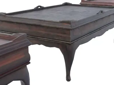 Low Wood Coffee Table Low-poly 3D model