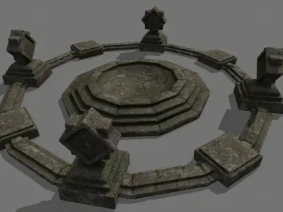 temple 1 stone circle with stones Low-poly 3D model