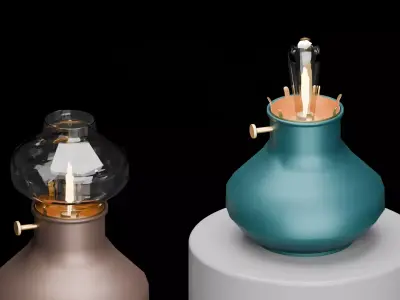 Vintage Lamp Antique Oil Lamp Style 3D Low-poly 3D model