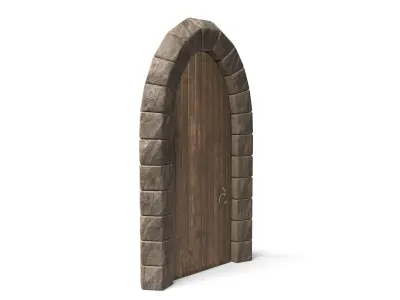Small Medieval Wooden Door Low-poly 3D model