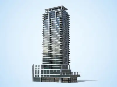 Apartment Building Day and Night Low-poly 3D model