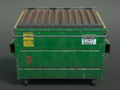 Dumpsters trash can on wheels Low-poly 3D model