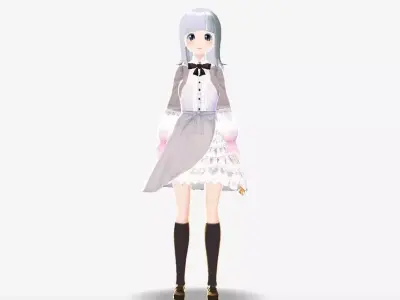 SciFi 3d anime kawaii girl character c17 Low-poly 3D model