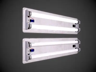Fluorescent lamp Industrial light bulb wall ceiling lighting Low-poly 3D model