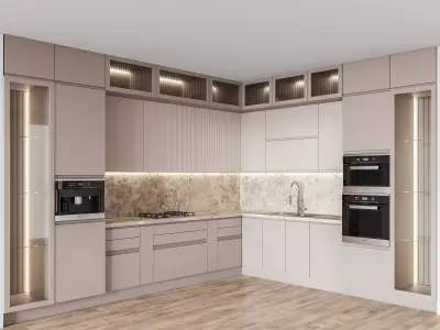 Kitchen004 kitchen with cabinets and wood floors Low-poly 3D model