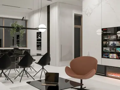 Modern Contemporary Light Interior Design 3D model