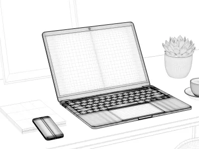 Business office scene C4D modeling rendering  3D model