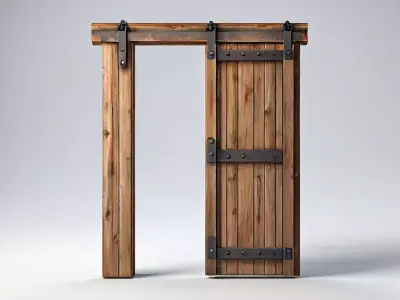 Realistic Sliding Barn Door 3D Model Low-poly 3D model