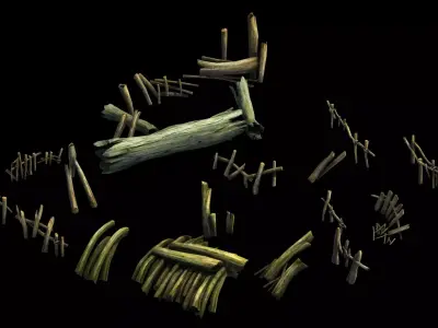 Field - riverside wood pile 3D model