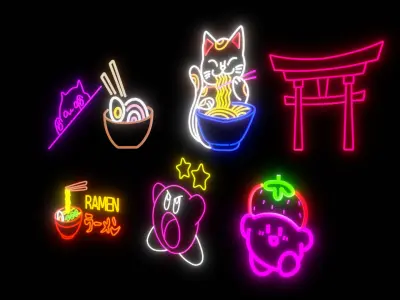 Japan Neon Signs 3D model