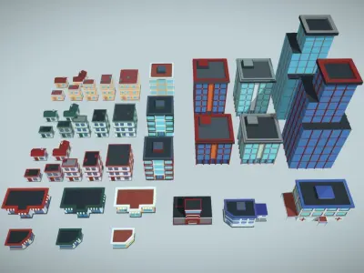 Low poly houses pack Low-poly 3D model
