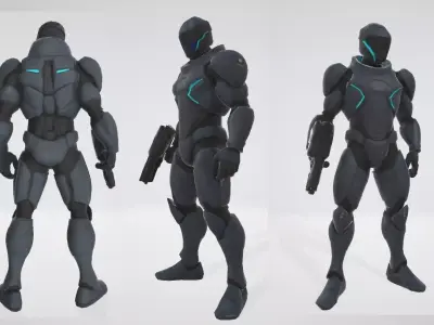 Sci-Fi Police Soldier  Low-Poly 3D Model  Low-poly 3D model