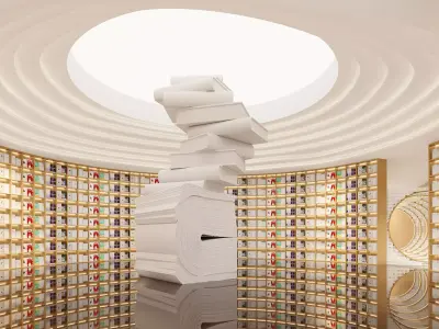 Modern Cultural Bookstore with Reading Lounge 3D model