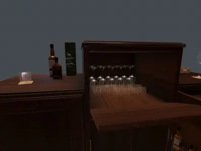 Game Ready Drinks Cabinet Low-poly 3D model