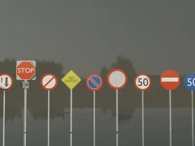 Traffic and street signs - Plate 3D model