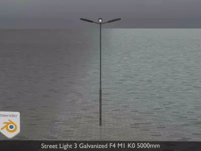 Street Light 3 Galvanized F4 M1 K0 5000mm  Low-poly 3D model