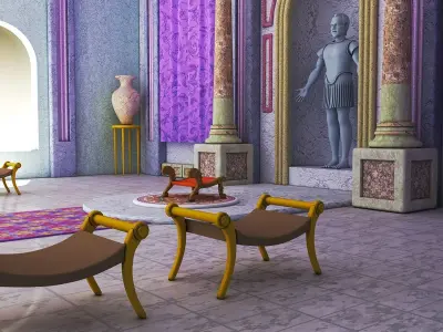 hall of a Greek palace Low-poly 3D model