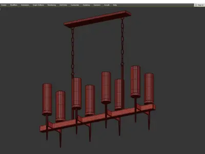 FASHION BRASS LINE CHANDELIER Low-poly 3D model