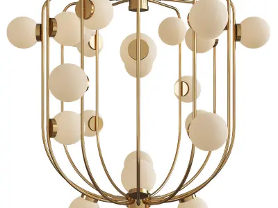 Cage Murano Opaline Ball Chandelier Low-poly 3D model
