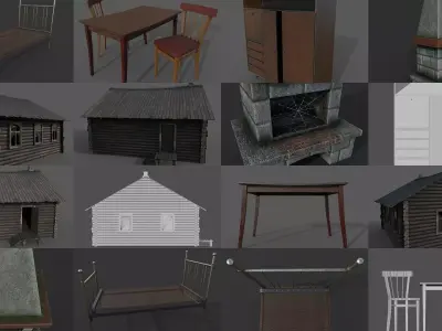 Abadoned house with furniture 3D Model Pack