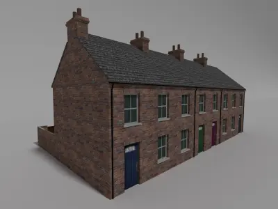 Redbrick uk semi detached victorian  house Low-poly 3D model