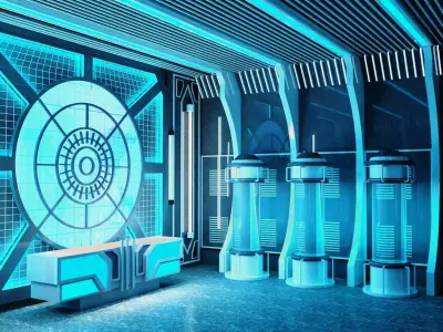 Futuristic Sci-Fi Lab Hall with Corridor 3D model