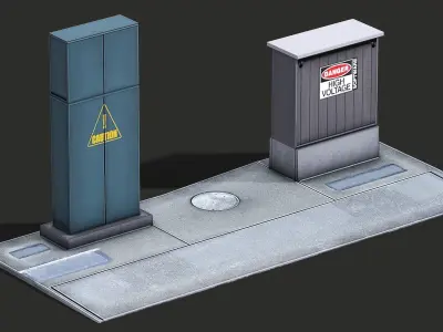 Street Fuse Boxes - Lowpoly Mobile Ready Low-poly 3D model