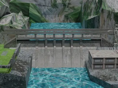 3D VIEW DAM WITH HIGH QUALITY TETXTURES Free 3D model