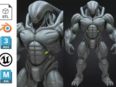 Armored Alien Soldier Sci Fi Low-poly 3D model