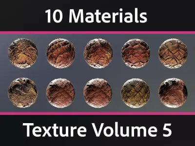 10 Materials Skin Dragon Seamless PBR Volume 5 Texture