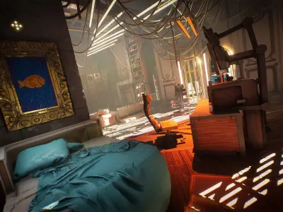 Cyberpunk Interior Environment Kitbash Set Low-poly 3D model