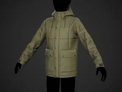 Light Green Winter Jacket Style 1 Low-poly 3D model