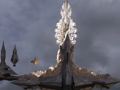 Anubis Gods City Floating Pyramids Kitbash 4 3D model