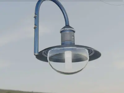  Street Light -7- Blue Version - For Walls Low-poly 3D model