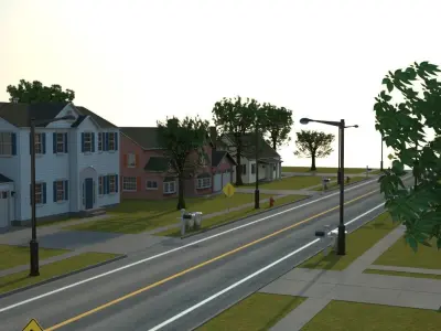 Neighborhood house with tree 3D model