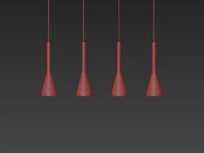 Holtkotter four pendant lights with gold finish 3D model