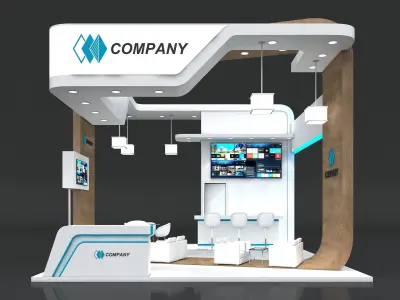 Exhibition Stand Booth Stall 8x6m Height 500cm 4 Side Open 3D model