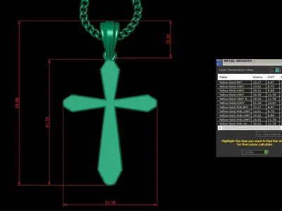 Light Gold 18K Cross Pendant 1CP046 3D print model