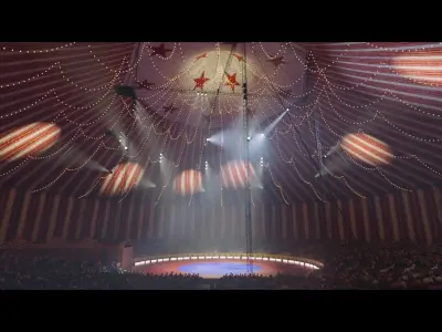 Circus Environment Interior and Exterior with Animated Crowd Low-poly 3D model