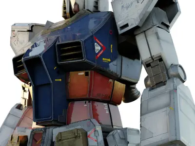 GUNDAM RX-78 Realistic Texture Rigged with decal MAYA Blender 3D model