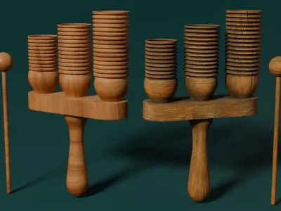 Wooden Agogo 3D model