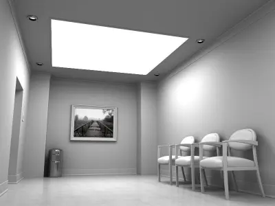 Hallway With Elevators White 3D model