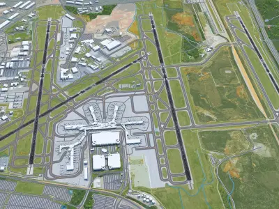 Charlotte Douglas Airport 10km Low-poly 3D model