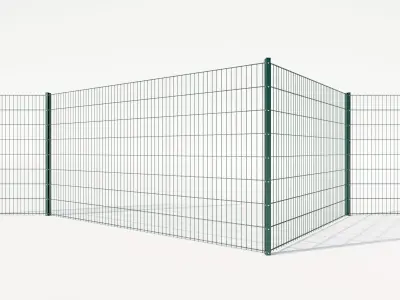 Procedural Double Wire Fence 3D model
