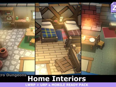 EnviroKit - HOME INTERIORS - Retro Lowpoly  Low-poly 3D model