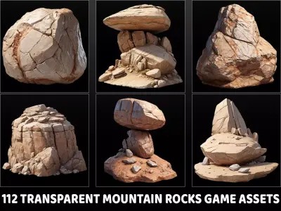 112 Transparent Mountain Rocks Game Assets Texture