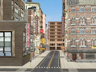 New York Modern City Town 3D Model Low-poly 3D model