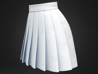 White Pleated Mini Skirt Low-poly 3D model
