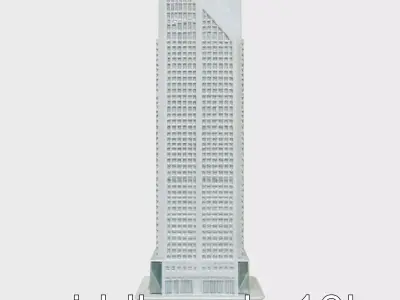 Futuristic Skyscraper Tower Architecture Model Low-poly 3D model